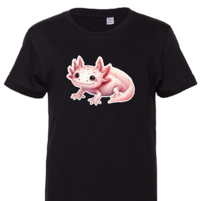 Unikátní dětské černé tričko s axolotlem