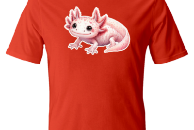 Unikátní dětské červené tričko s růžovým axolotlem Toto výrazné červené tričko s roztomilým růžovým axolotlem potěší každého malého milovníka zvířat! Vyrobeno ze 100% měkké bavlny, je nejen stylové, ale i velmi pohodlné na nošení. Perfektní volba pro školku, školu i volný čas.